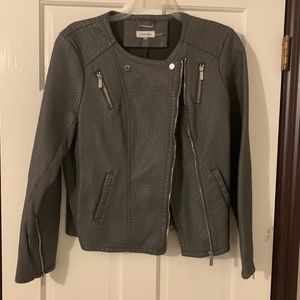 Dark Grey Calvin Klein Leather Jacket